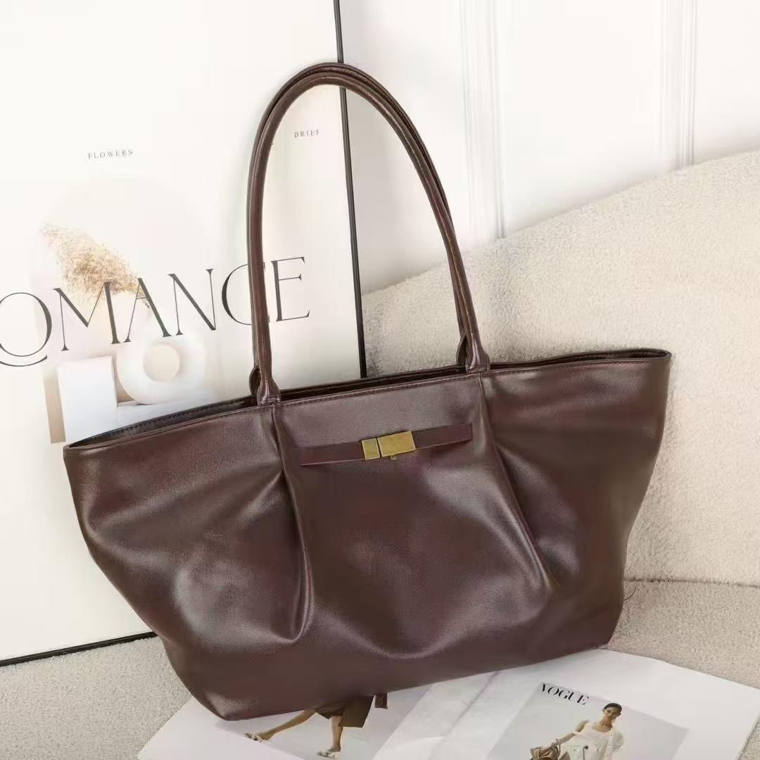 

Cross Border Новая женская сумка из натуральной кожи Niche Универсальная верхняя часть из коровьей кожи растительного дубления Ручная сумка-тоут большой вместимости для подмышек 35x14x25cm