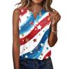 Women Sleeveless V Neck Button Front Casual Top with Star Print Pattern Relaxed Fit for Everyday Wear