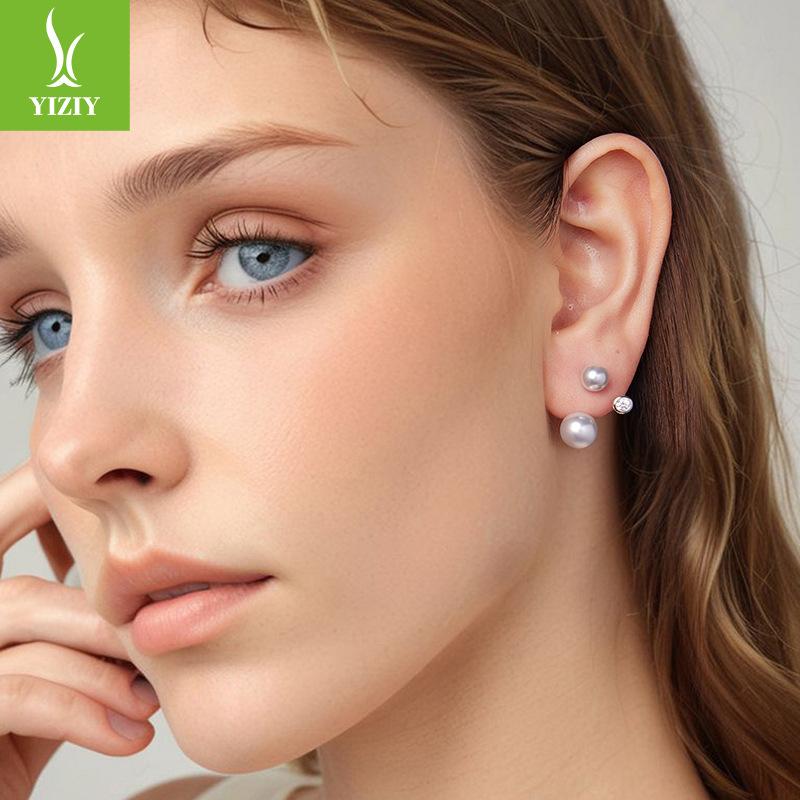 Design Sense Front And Rear Pearl Stud Earrings Women'S Personality Gentle S925 Sterling Silver Fashion Earrings Earrings