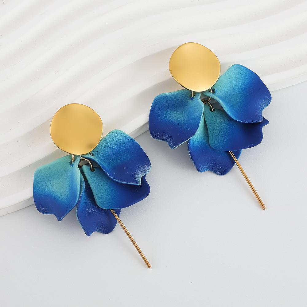 Pinkdudu Modische Rosenblütenblatt-Hängeohrringe Harz Farbverlauf Blumenohrringe Damenschmuck PD2380