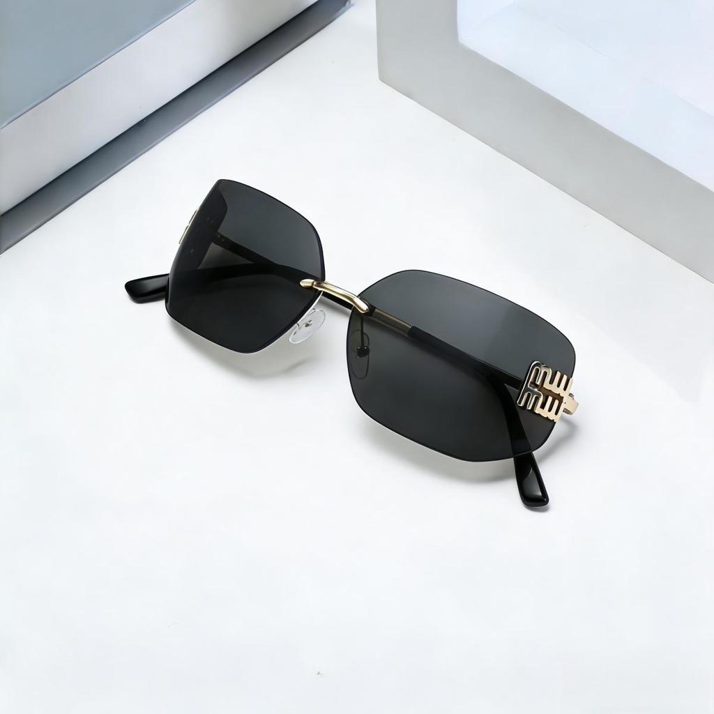 Miu's Y2K Retro Frameless Sunglasses for Women - Zhang Yuanying Style, High-End European and American Fashion