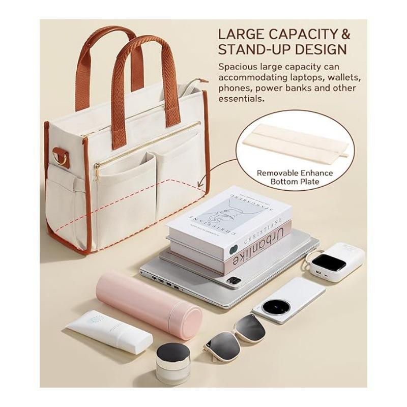 Women's Large Canvas Tote & Crossbody Laptop Bag - Everyday Shoulder & Mommy Bag