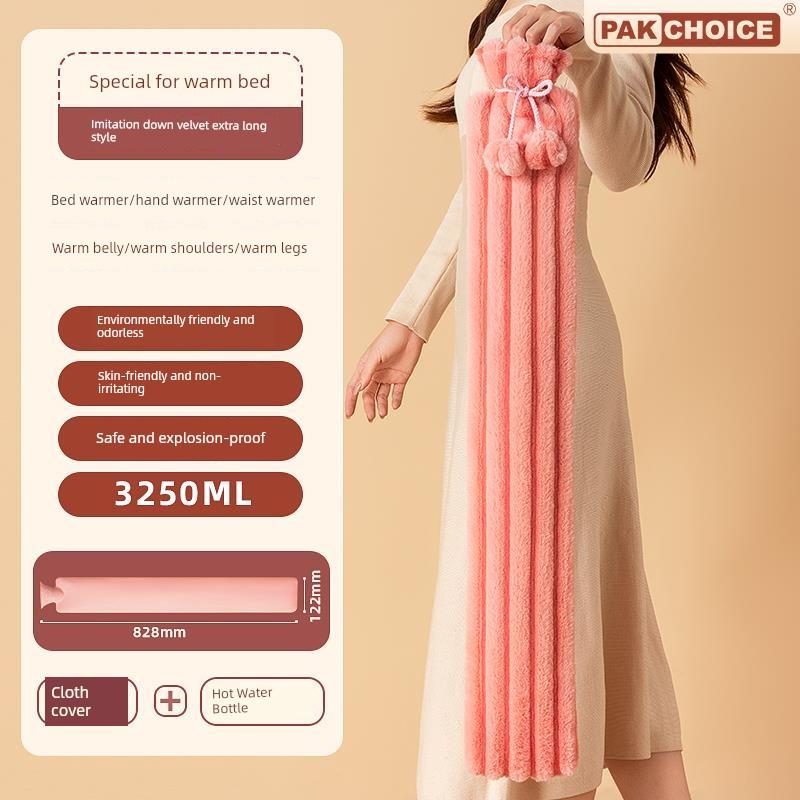 Hot Water Bottle 2025 New Model Long Strip Water-Filled Hot Water Bottle Large Plush Warming Bed Gadget Gift for Girls Foot Warmer Gadget