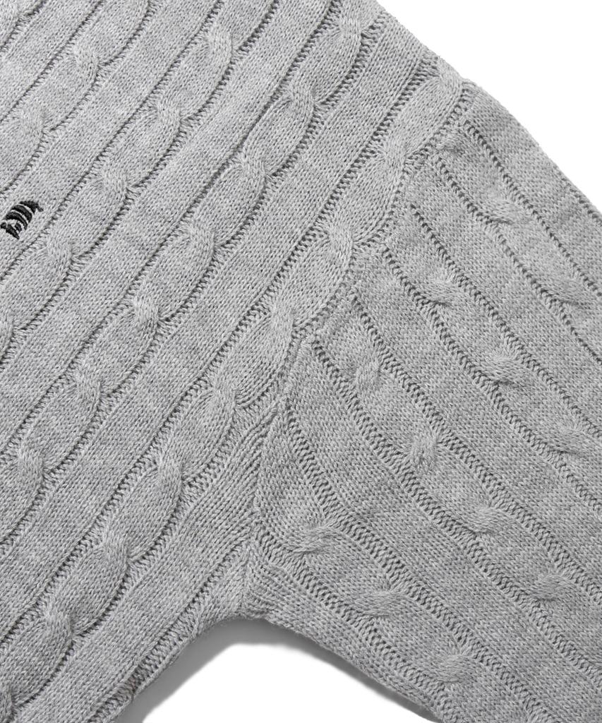 TRILLION Washable Boat Embroidered Cable Crew Neck Knit (Neutral Gray)