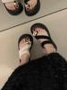 Women's Summer 2025 New Fashion Versatile Metal Thick Bottom Comfortable Casual Pinch Foot Cool Slippers