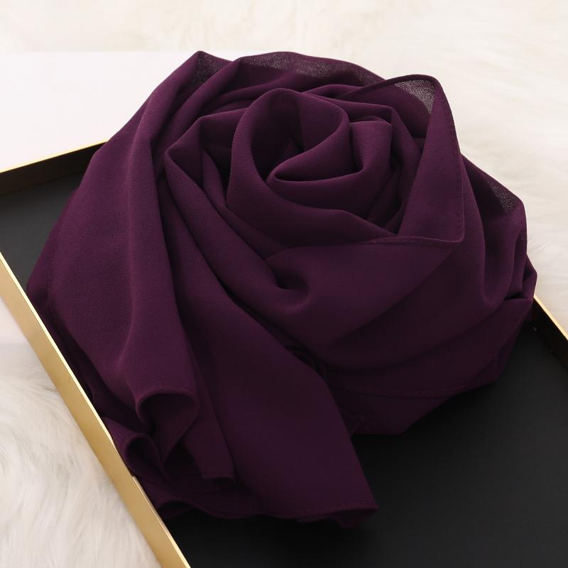 Muslim Hijab Scarf With Zipper Plain Bubble Chiffon Ready To Wear Veiled Hijab Wrap Solid Shawls Headscarf Turban Ramadan