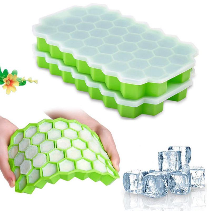 Silicone Ice Cube Mold with Lid - Food Grade Storage Box for Ice & Baby Food