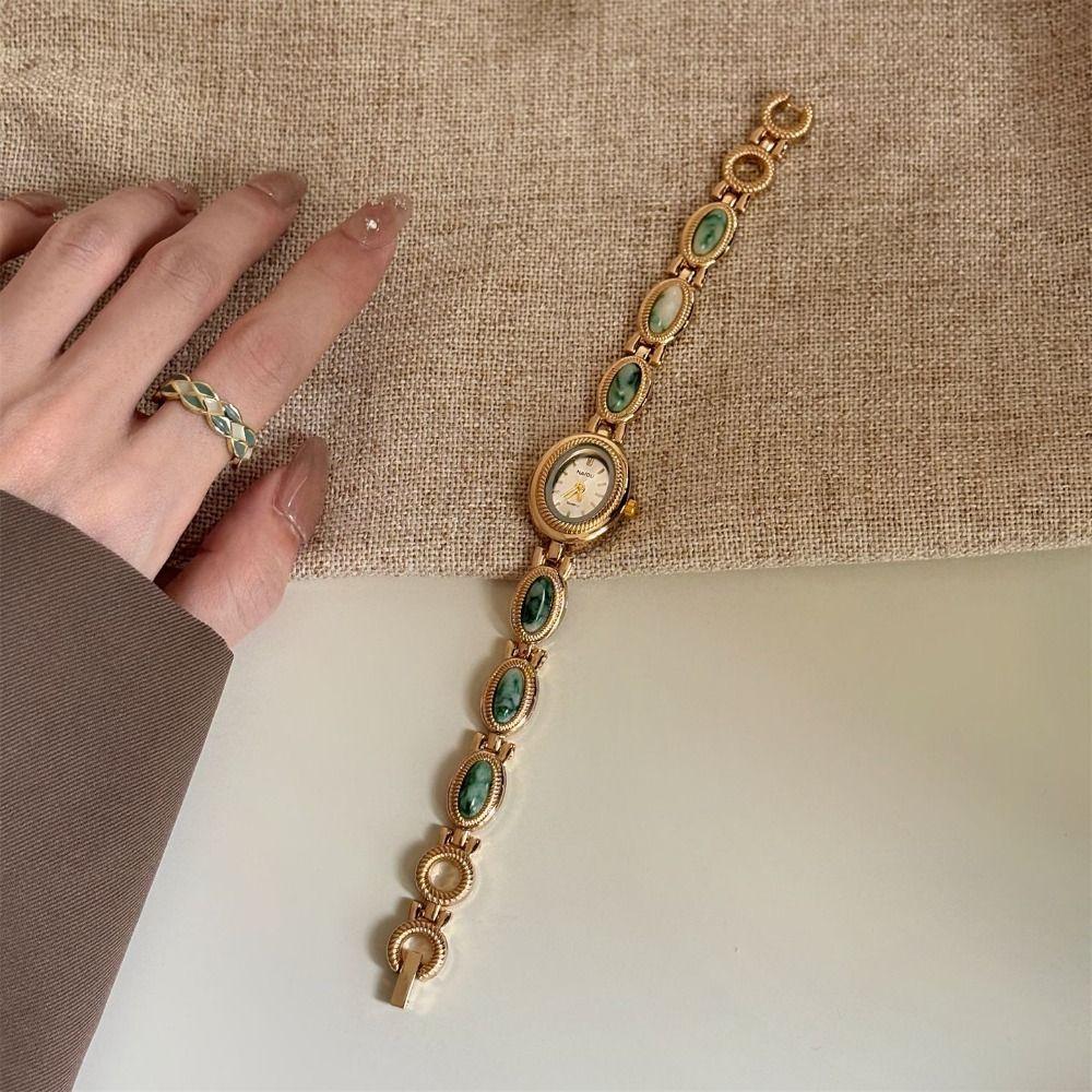 Elegant Wristwatch Colored Gemstones Quartz Watch Vintage Bracelet Watch