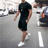 New Men's Casual Sports Suit Solid Colour Fitness Running Short-sleeved T-shirt Men's Two-piece Set