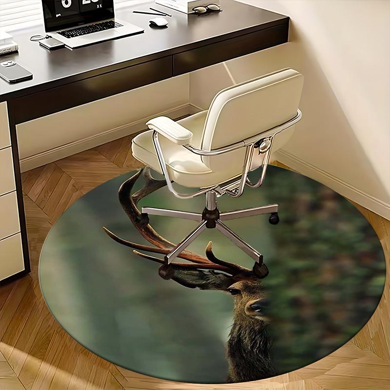 Deer Antlers,Wildlife Photography Chair Mat Round Rug Office Carpet, Non Slip, Suitable for Living Rooms, Bedrooms Decor.1205223a