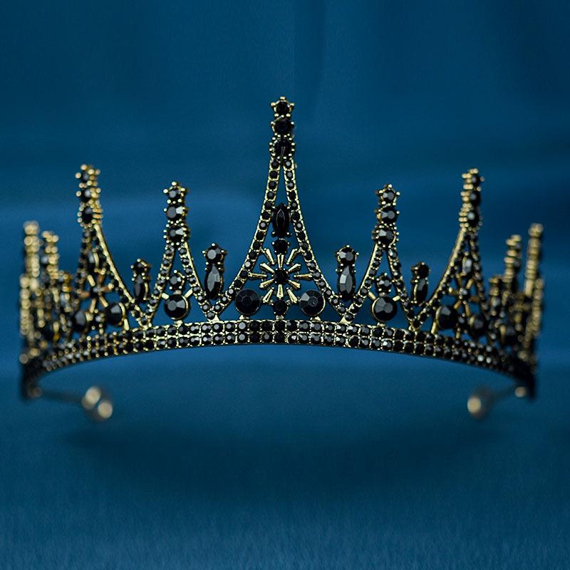 

Барокко Ретро Черная Роскошная Корона Свадебная Тиара Свадебное Платье День Рождения Королева Корона Корона для Торта