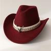 Wollene Western-Cowboy-Kappe Atmungsaktiver tibetischer Hut Coole Sonnenschutz-Ritterkappe Herren