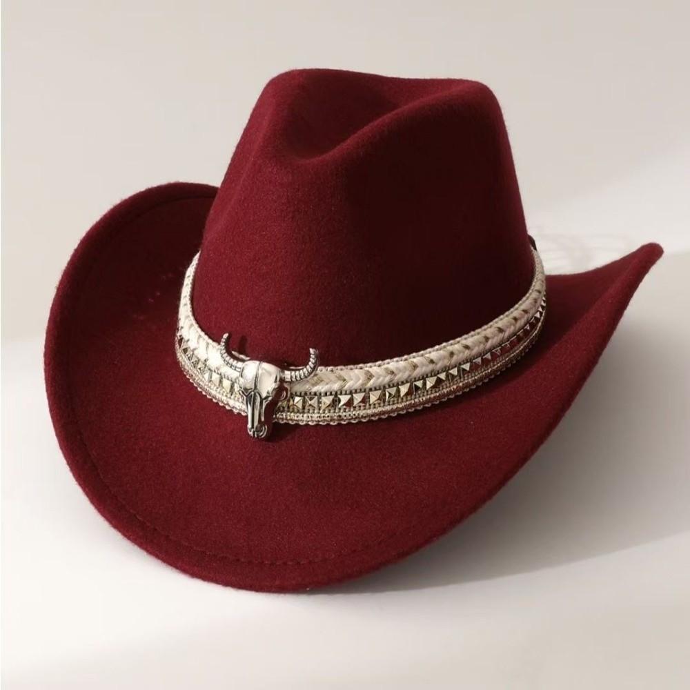Wollene Western-Cowboy-Kappe Atmungsaktiver tibetischer Hut Coole Sonnenschutz-Ritterkappe Herren