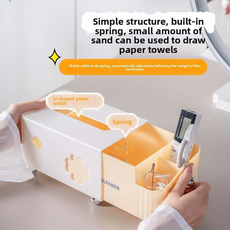 Cream Style Desktop Tissue Box Holder Creative Living Room High-end Luxury Bedroom Coffee Table Napkin Storage Organizer