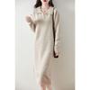 Women's Thickened Wool Polo Neck Long Dress - Autumn/Winter Loose Knit Base Layer 