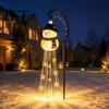 Wasserdichte LED-Rasenornamente Solar-Schneemann Gartenspießleuchte, Fließende Wasserfall-Lichterkette mit Außenhofdekorationen Stern Schneeflocke, Dekoration für