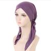 Ramadan Muslim Women Hijab Caps Solid Color Ladies Headscarf Soft Hijab Turban Bonnet Two Tail Bandana Hat Chemo Cap