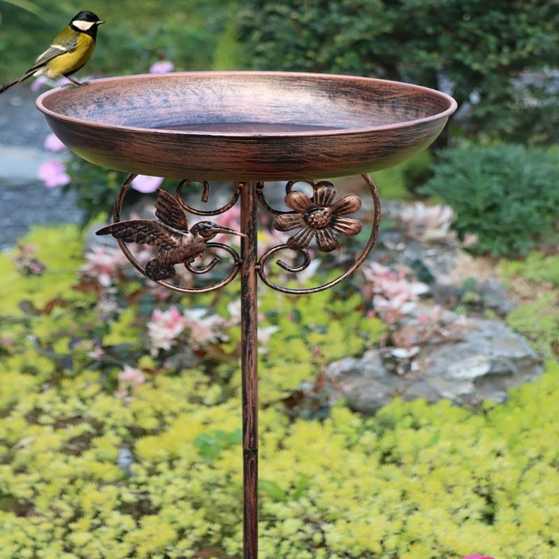 Rust Resistant Outdoor Bird Bath Feeder With Easy No Tool Installation Design Suitable for Backyard Wildlife Enthusiasts