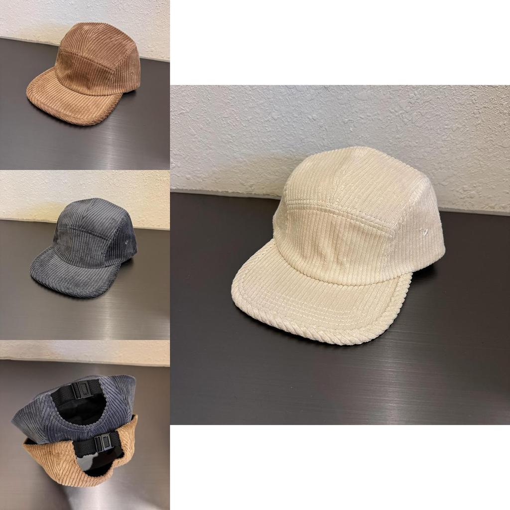 Einfache einfarbige neutrale Kordmütze mit neutralem flachem Schirm für Herbst-Winter-Mode