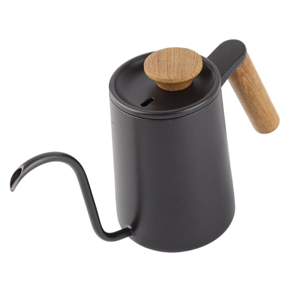 600 ml Mode Handtag i Rostfritt Stål Drip Kaffekanna Svanhals Pip Vattenkokare;Svart: