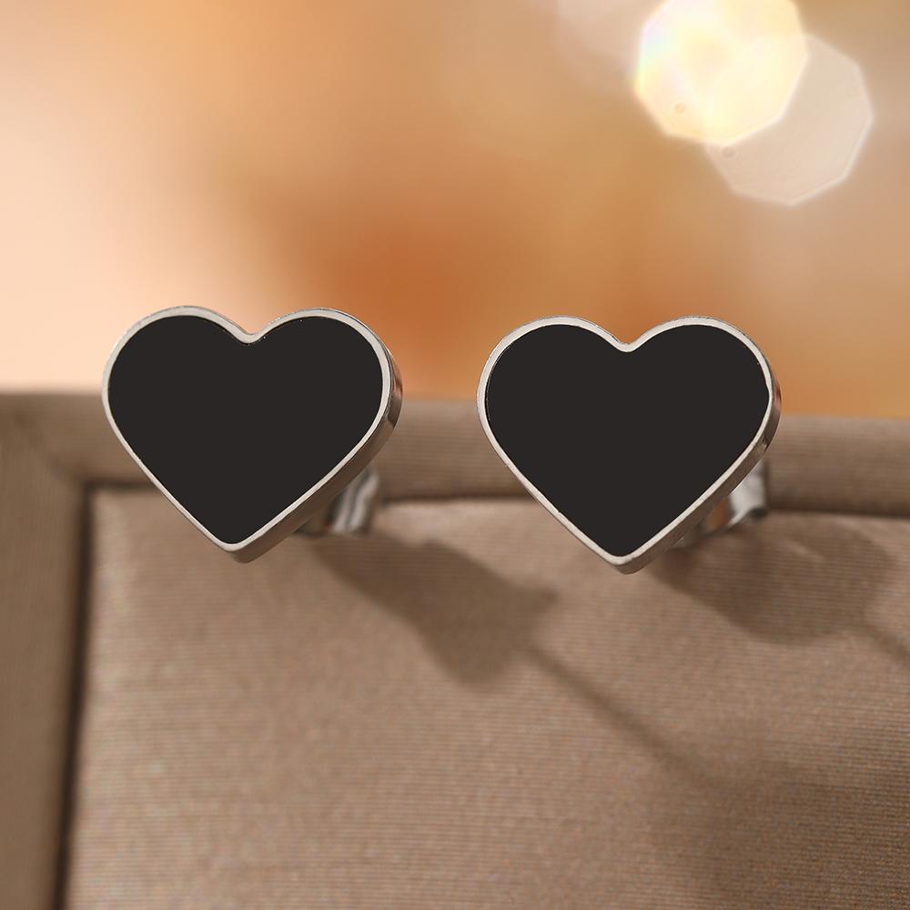 

Серьги из нержавеющей стали Черные Любящие Акриловые Пусеты Изысканные День Святого Валентина Креативные Серьги Для Женщин Циркон Юбилейный Подарок Новые