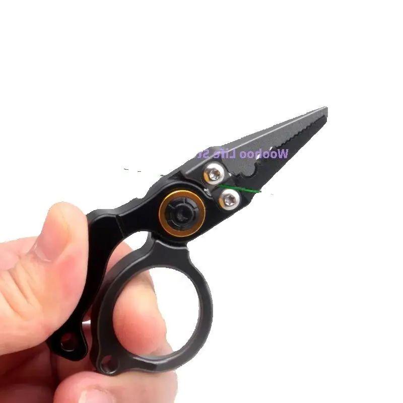 Compact Lockable Fishing Pliers Aluminum Alloy Mini Lure Pliers with Ring Opener And Line Cutter for Saltwater Outdoor Use