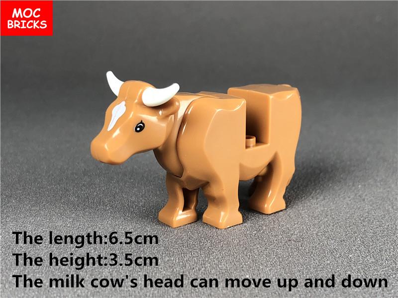 5pcs/lot MOC Bricks Animal Milk Cow Cattle Farm Educational DIY Building Blocks Figure Toys for children Dolls Xmas Gifts
