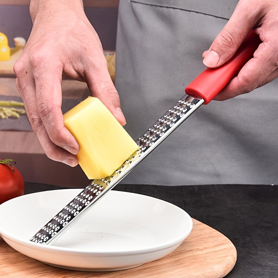 Rallador de queso de acero inoxidable para cocina - Rallador de limón profesional de metal inoxidable con mango ergonómico - Rallador plano de mano para queso