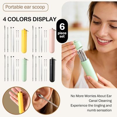 6 Counts/Set Ear Wax Removal Tool Set With Storage Tube