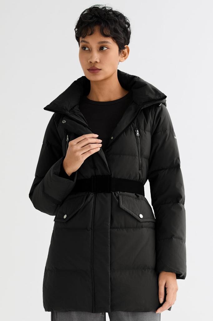 Orolay Hooded Down Regular Perfect for and Outdoors Size Women's Jacket, Mid-Length, Fit, Windproof, Cold-Resistant, Water-Repellent, Winter,