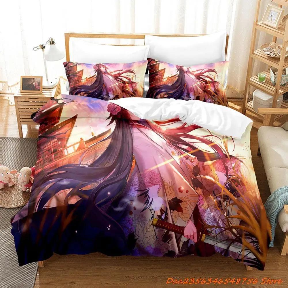 Kara No Kyoukai Bedding Set Cartoon Anime Three-piece Set Adult Kid Bedroom Duvetcover Sets 3D Kawaii Letto Matrimoniale