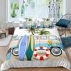 Group Summer Vacation Theme Water Sports California Beach Comfortable Duvet Quilt Cover Pillowcase Bedding Set Children Bedroom