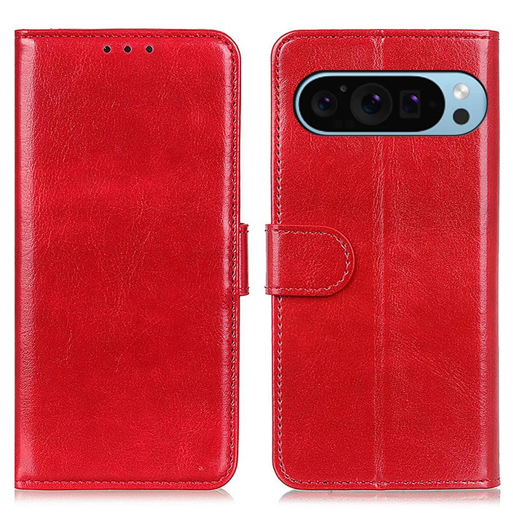

For Google Pixel 10 Pro/10/9 Pro/9 Crazy Horse Texture Wholesale Phone Case PU Leather Phone Stand Cover Red
