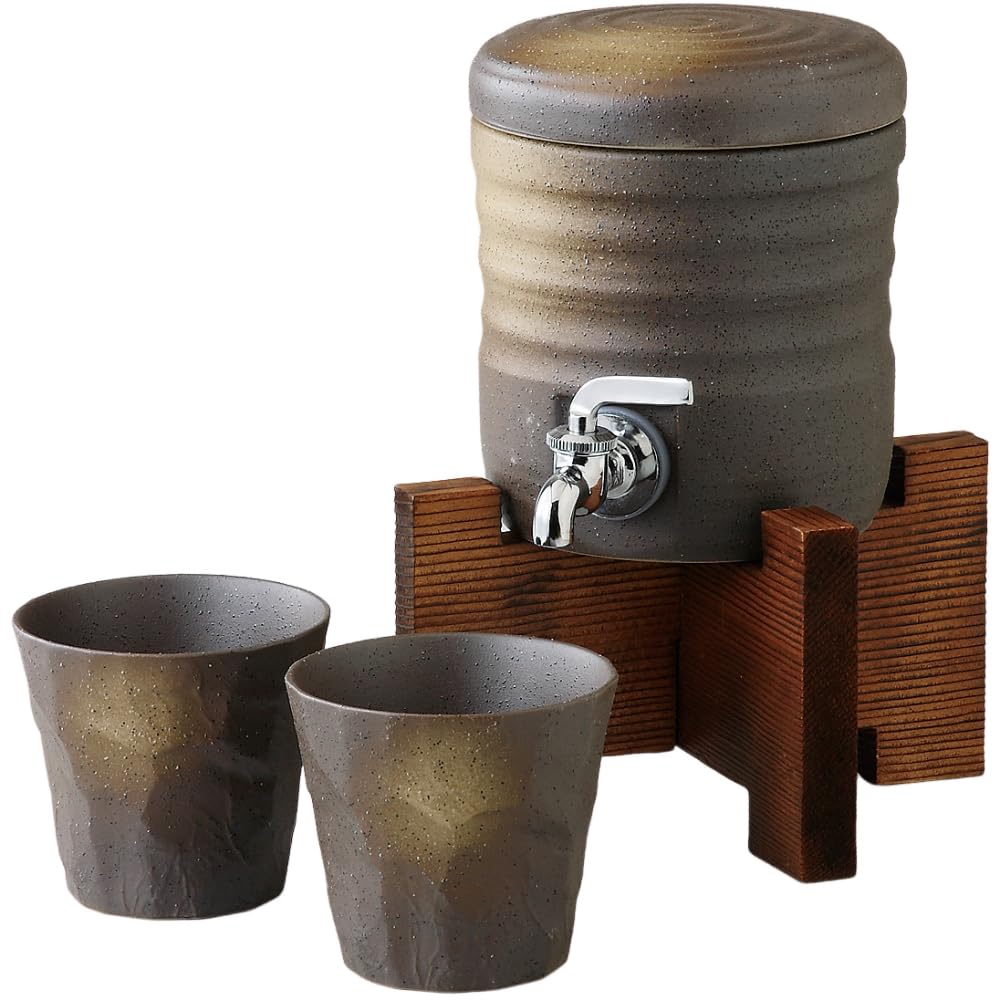 

Набор для сервировки сётю и сливового вина x Семейный набор для сервировки с деревянным удэй Мино Сделано в Японии Сервер Ale-net, 13,4 см В16 см, 1300 мл, Подставка, Фарфор, Изделие,