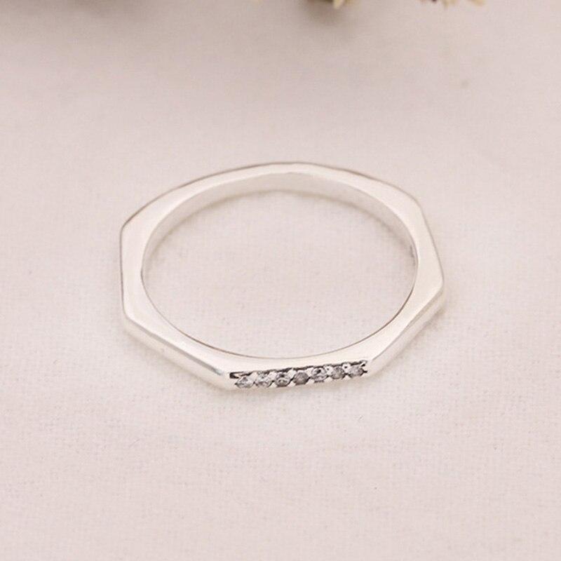 925 Sterling Silver Pan Ring Creative Polygonal Couple Ring For Women Wedding Party Gift Fashion Jewelry