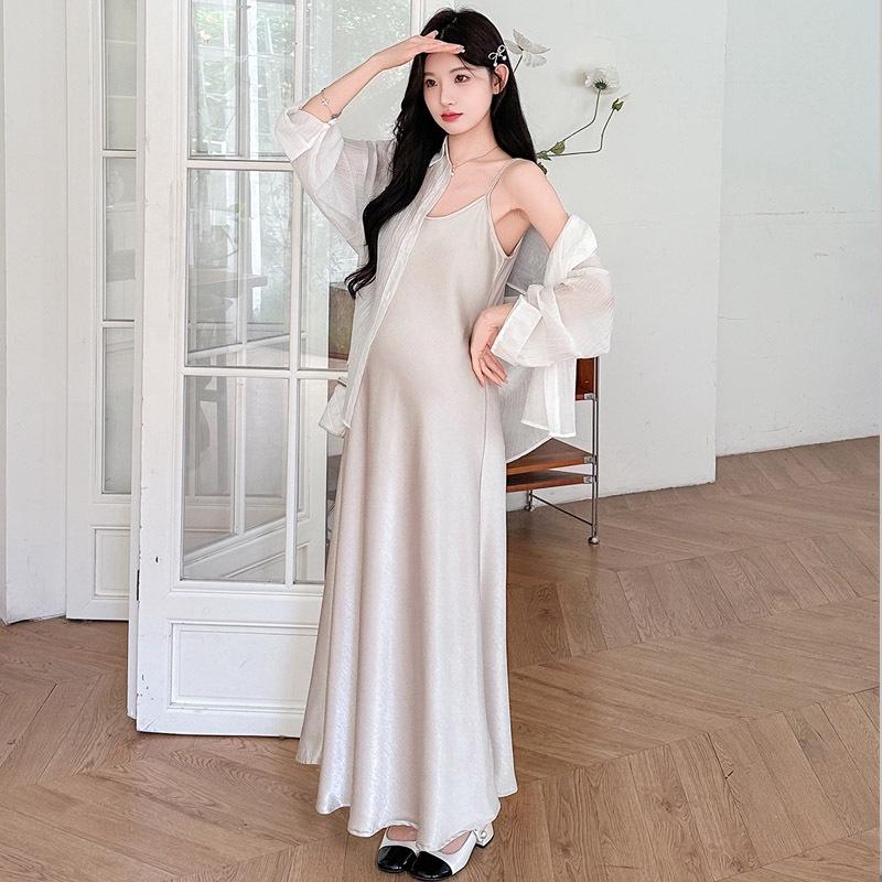 Korean-Style Acetate Camisole Dress & Sun Protection Cardigan Set - Summer 2026 Fashion M