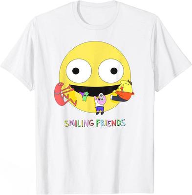 Smiling Friends T-shirt Tecknat Tryck Vintage Bomulls T-shirt Sommar Harajuku Kawaii T-shirt Camisetas Söt Mode O-hals T-shirts