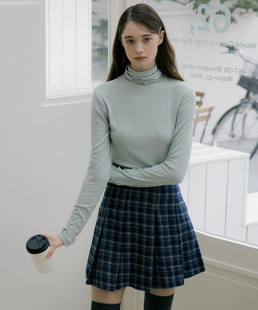 Riorg Eot Checkered Pleats Mini Skirt Indigo