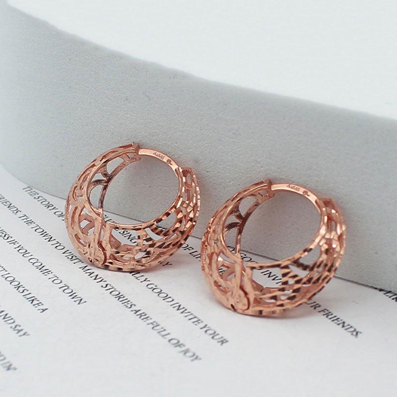 

Starfuo 585 Российское Пурпурное Золото Филигранные Серьги-Кольца для Женщин - Простые, Элегантные и Покрытые Розовым Золотом.