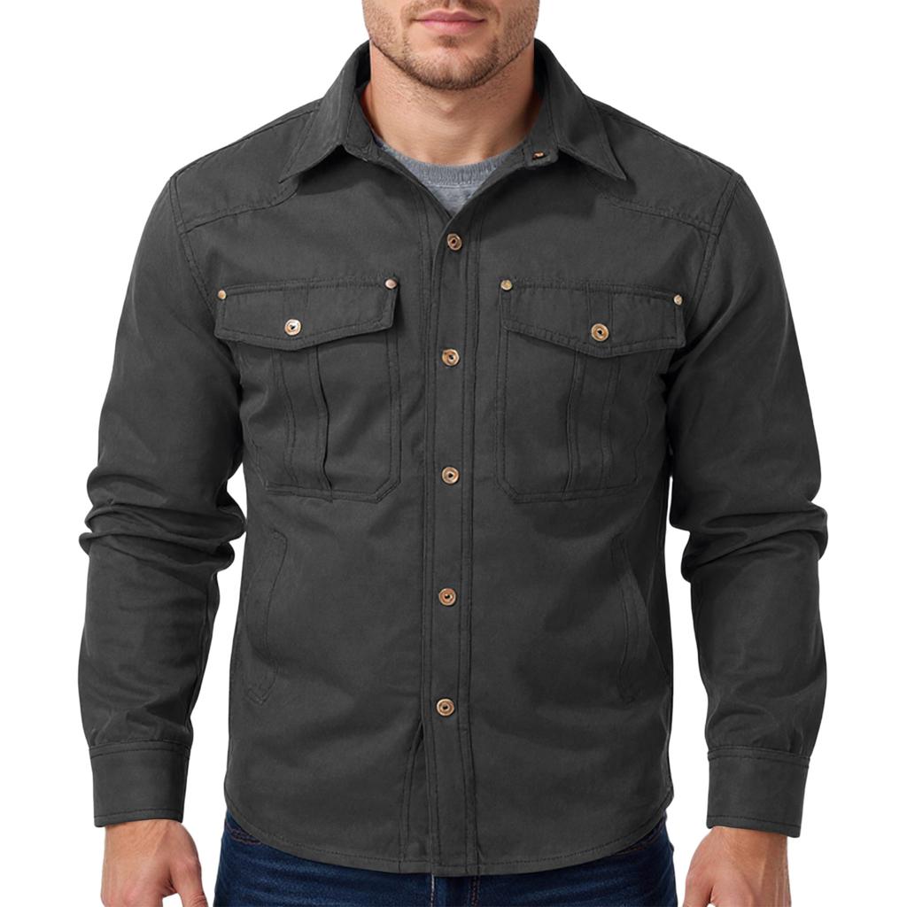 Men's Relaxed-Fit Casual Workwear Long-Sleeve Jacket Shirt