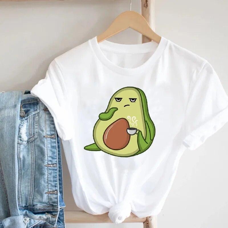 Fashion Fun Retro Top Women Summer Avocado Graphic t shirts 90s Girl Harajuku White Short Sleeve tee shirt femme  3XL