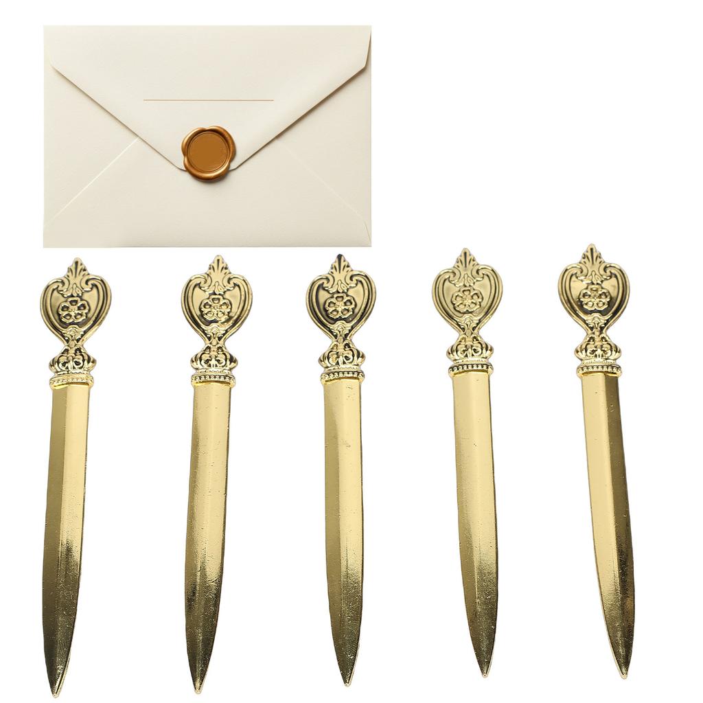 5 Pezzi Apribuste Vintage in Lega di Zinco Metallo Strumento per Aprire Buste e Posta per Casa Scuola Uso Dorato