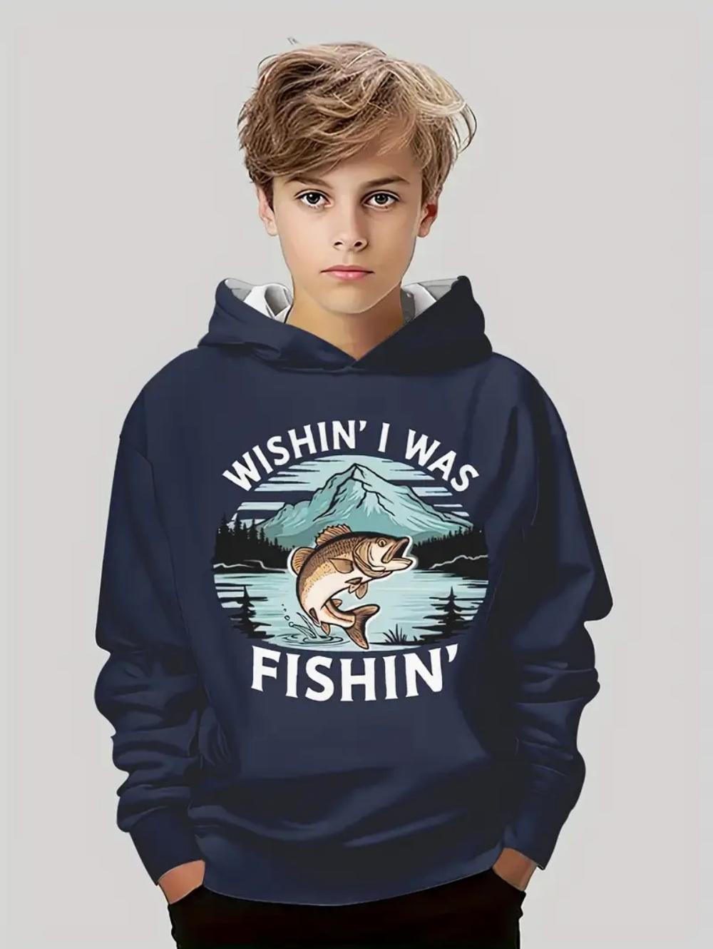 Boy Clothes Fishing Print Children s Hoodies Loose Casual Child Sweatshirt Fashion Tops Outdoor Comfortable Children s Clothing 100
