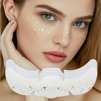 6 Sheets Glitter Freckles Holographic Stickers Fake Freckle Tattoos Glitter Stickers Waterproof Tattoos With Glittery Star Pattern
