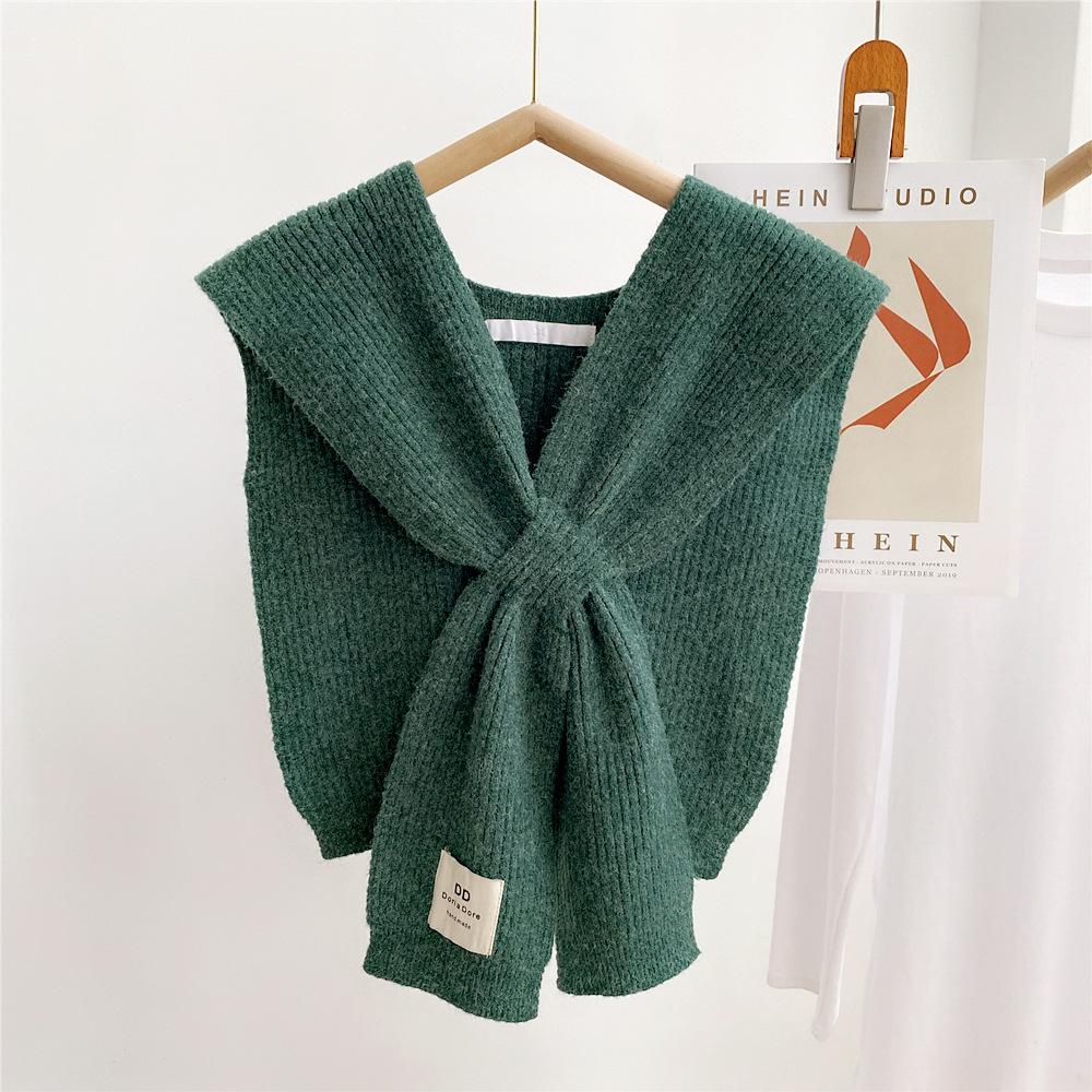 Solid Color Cross Shawl Women's Spring Autumn Shoulder Knit Wool Decorative Scarf