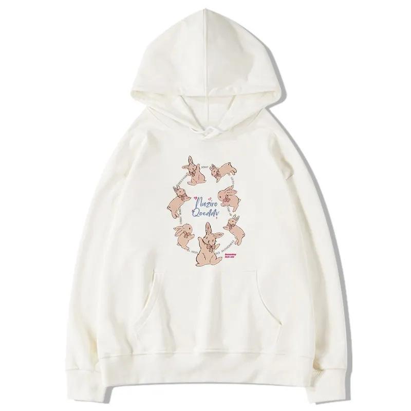 

Women s & Men s Trendy Korean Fleece-Lined Cotton Hooded Sweatshirt - Autumn/Winter, Casual Loose Fit, Plus Size, White/Grey M (Up to 115 lbs)