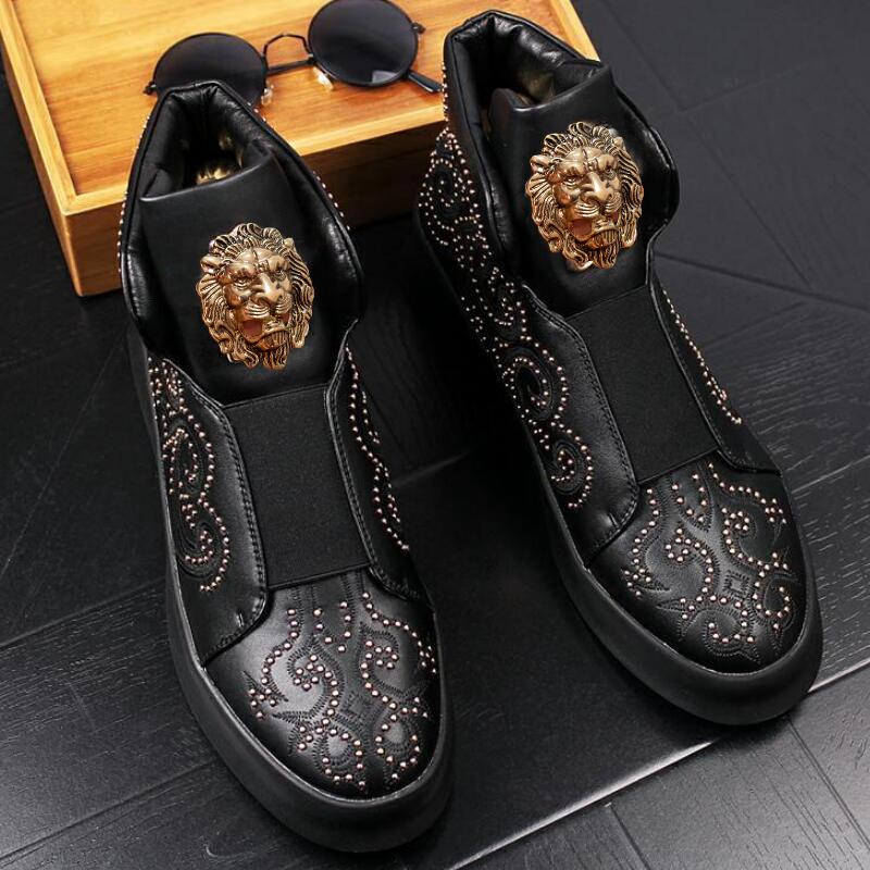 Módní značka designérské pánské boty Vysoce kvalitní silné kožené mokasíny s nízkými nýty ležérní plátěnky