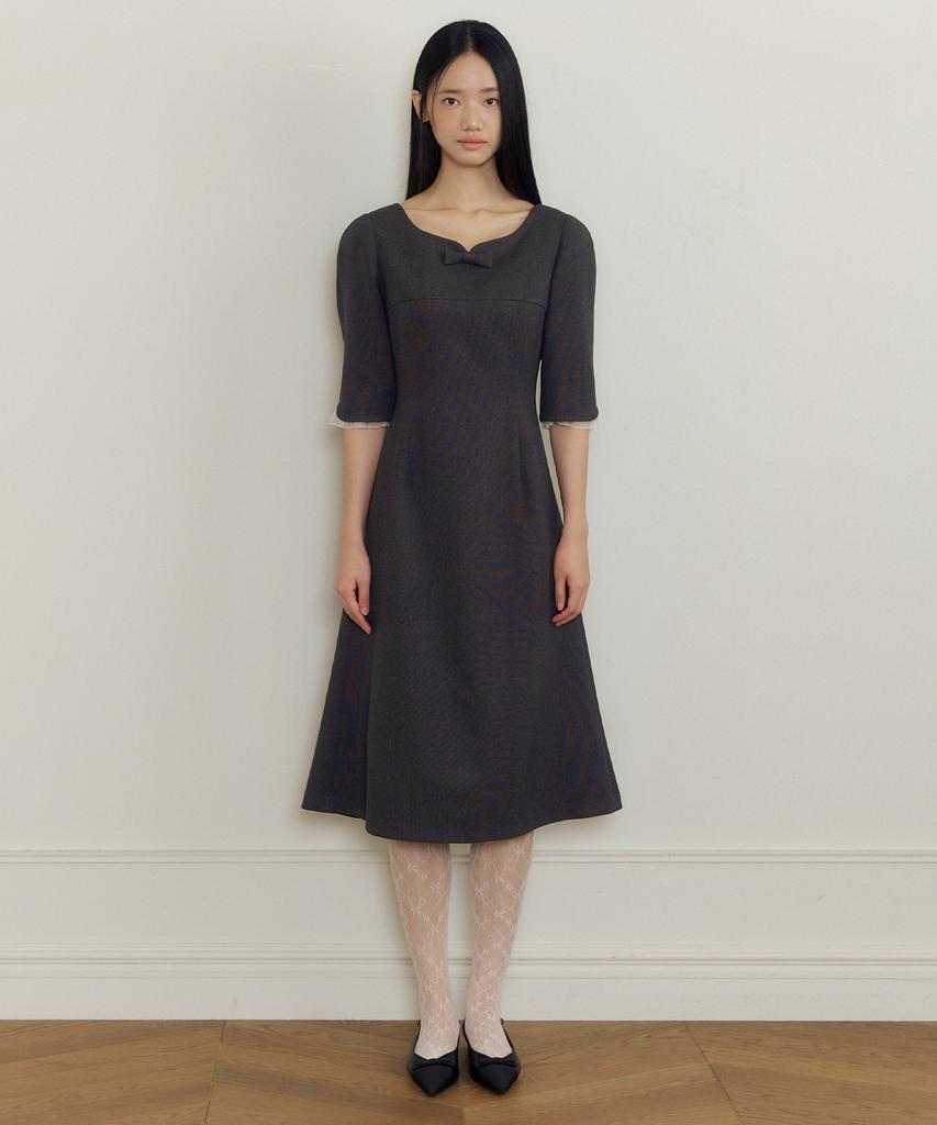 Lucirju Luella Sweetheart Ribbon Dress (Charcoal)