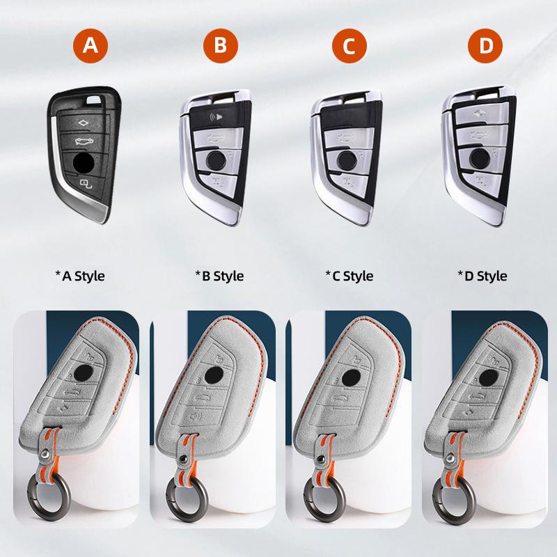 Alcantara Car Key Case Cover For Bmw X1 X5 X6 1 2 3 5 7 Series F15 F16 F20 F22 F30 F32 G30 Keychain Accessories