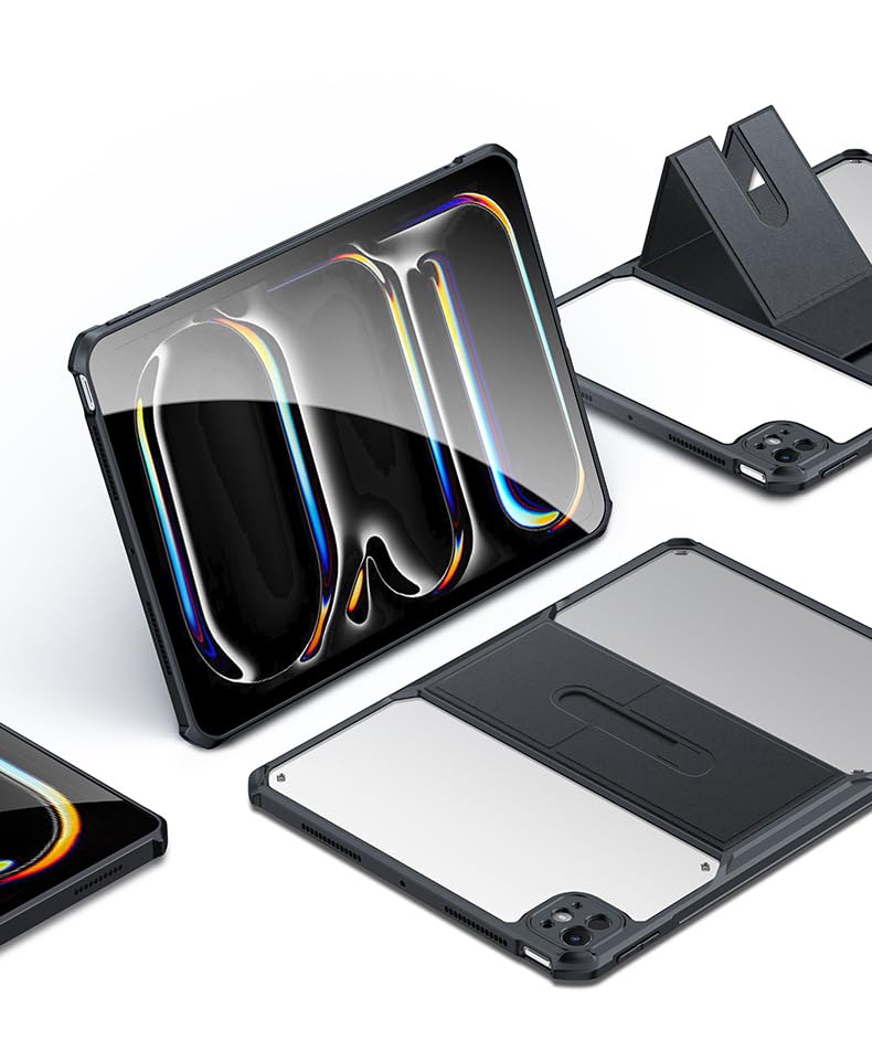 2025/2024 iPad Pro 11-inch M5/M4 Case, Clear, Transparent, with Stand, Shockproof, iPad Pro 11, M5, M4 Cover, Back Snap-On
